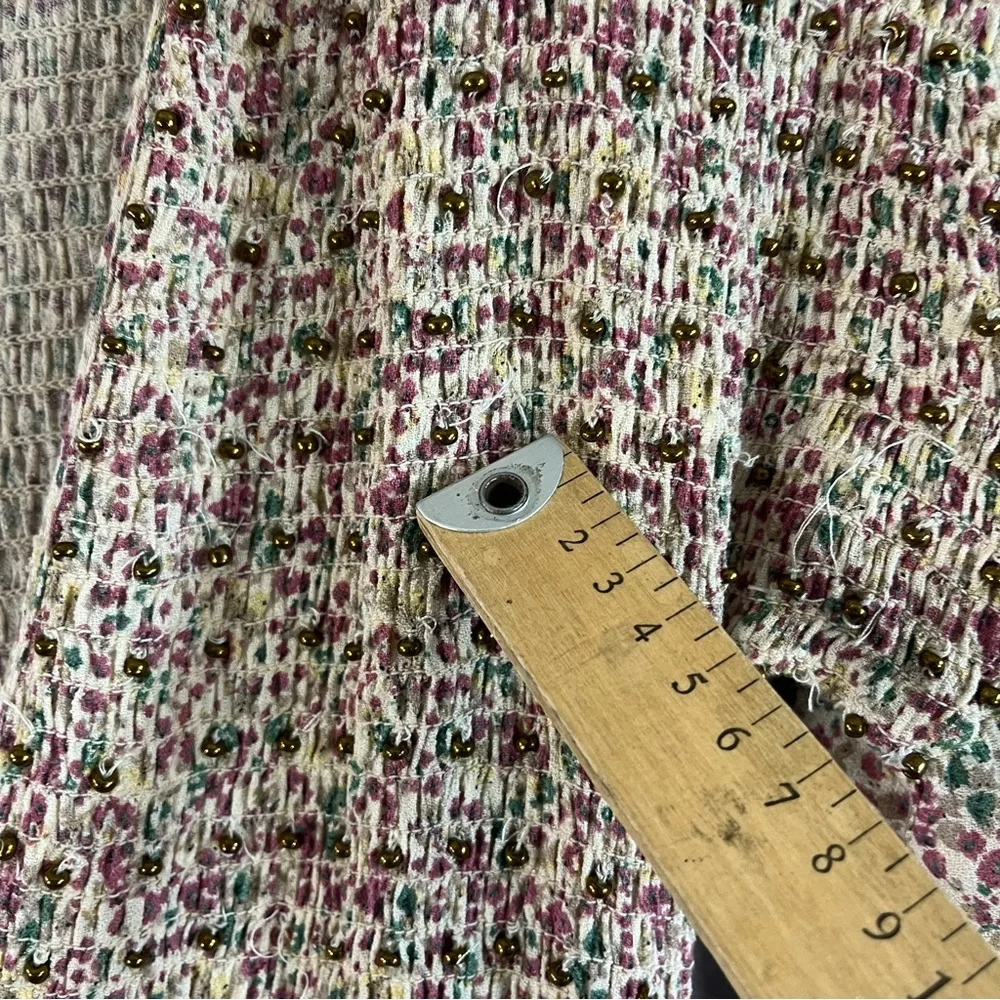 Free People Kadence Robe Duster Womens S / P Beige Bead Hippie Boho **READ**